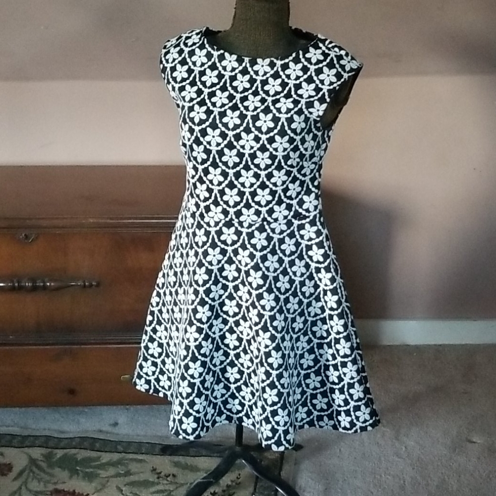 NWOT Black floral skater dress
